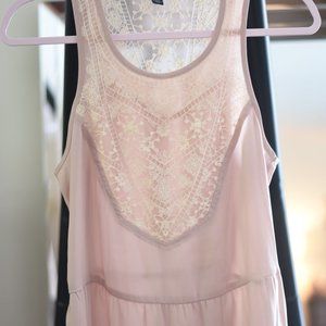 Embroidered Blush Rose Cami Tank Peplum Top American Eagle Outfitters Size S